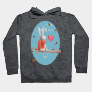 Miss you! Cute rabbit sitting in a tree thinking of his love in the autumn Hoodie